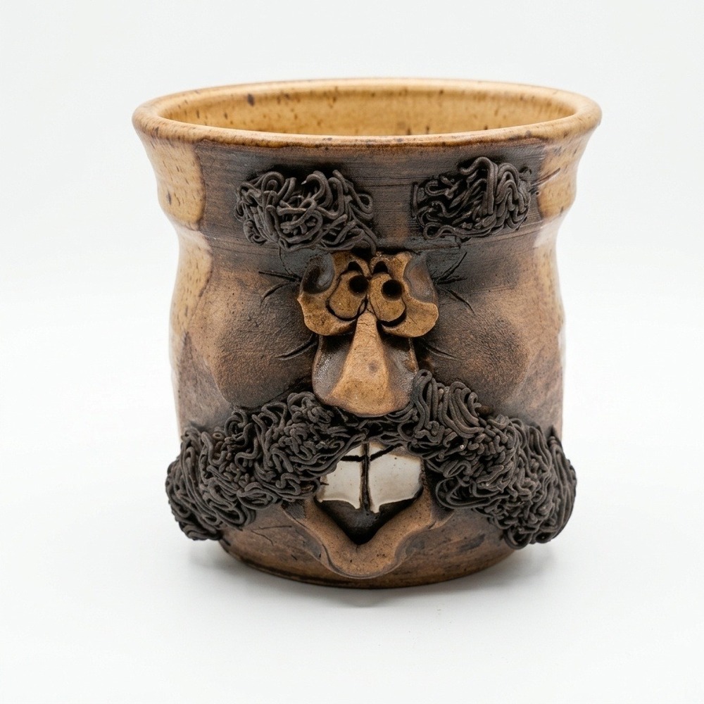 Vintage McGillivray Studio Pottery Ugly Face Jug 17cm Bearded Stoneware Canada